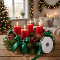 Article Ruban cadeau et décoration 15 mm x 50 m vert foncé