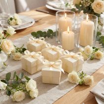 Article Ruban cadeau, crème, ruban décoratif, ruban satiné, 6 mm × 50 m