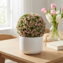 Article Boule décorative fleurs artificielles rose et vert Ø18 cm