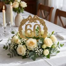 Article Décoration murale 60 ans dorée avec couronne de feuilles
