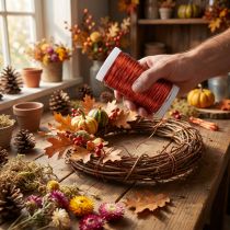 Article Fil décoratif orange en métal pour créations automnales et décorations