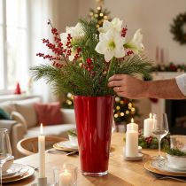 Article Vase conique rouge en plastique brillant Ø20 cm H35 cm