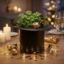 Article Cache-pot Zylinder noir en plastique, 16 cm, décoration intérieure et festive