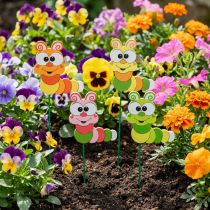 Article Décoration à planter en bois – Lot de 16 figurines de chenilles colorées