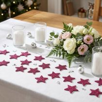 Article Étoiles pailletées décoratives 6,5 cm rose - Lot de 36