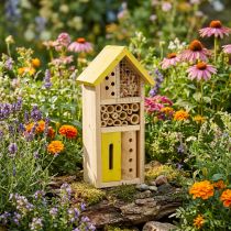 Article Hôtel à insectes en bois avec toit jaune 26 cm