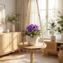 Article Balancelle suspendue en bois avec corde en jute et macramé Ø34cm L84cm