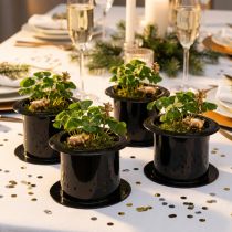 Article Set de 20 petits pots décoratifs en forme de chapeaux noirs pour plantes