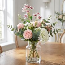 Article Grande astrance artificielle en soie blanche et rose, L61 cm