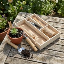 Article Kit Jardinage Miniature en Bois avec Outils et Accessoires