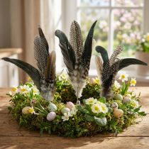 Article Plumet décoratif en plumes naturelles sur support métallique - Lot de 5 - H 25 cm