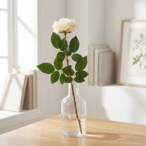 Article Rose artificielle crème et abricot en tissu – 72 cm, Ø 12 cm