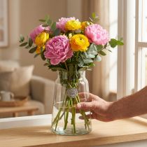 Article Vase en verre recyclé transparent H20cm pour décoration florale ou bougies