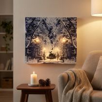 Article Tableau LED Paysage Hivernal avec Lampadaires 58x38cm
