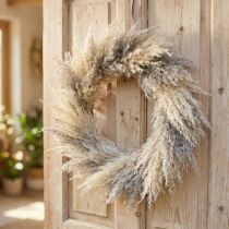 Article Couronne décorative en pampas séché Ø31 cm, naturel, style bohème