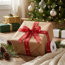 Article Ruban cadeau, ruban de Noël, ruban de Noël Joyeux Noël 25mm 18m