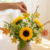 Article Lot de 24 fleurs en bois suspendues 4,5 cm - Jaune et Orange