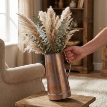 Article Vase décoratif vintage en métal cuivré avec poignée, H36 cm x Ø19,5 cm