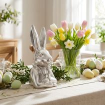 Article Buste de lapin en céramique argentée H23 cm