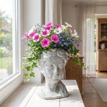 Article Tête de femme en béton blanc lavé 34 cm