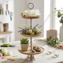 Article Étagère en bois de manguier naturel avec 3 plateaux - H55 cm
