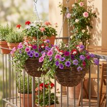 Article Suspension Fleurie en Bois Naturel avec Chaînes Métalliques Ø31 cm - Lot de 2