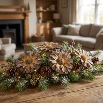 Article Rosette de Protea Repens Séchée Vert Givré - Lot de 25