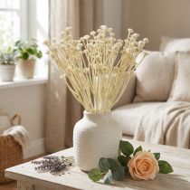 Article Kraut artificiel blanc et beige avec petites fleurs – L28 cm – Lot de 12 tiges