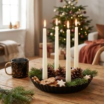 Article Chandelier en Métal Noir en Forme de Moule à Tarte pour 4 Bougies, Ø 24 cm