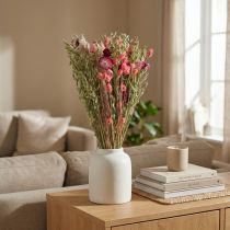 Article Bouquet de fleurs séchées avec immortelles, graminées et capsules de pavot – 55 cm