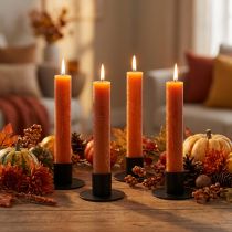 Article Bougies Torsadées Orange Foncé 24 cm - Lot de 4