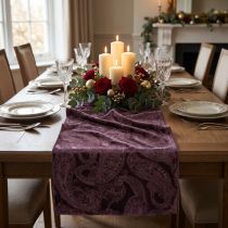 Article Tissu ruban velours violet motif Paisley 150 mm x 3 m