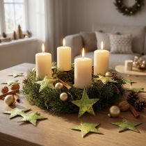 Article Étoiles Décoratives en Écorce de Coco Vert Métallisé ø5cm Lot de 50