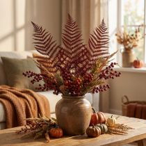 Article Fougères séchées décoratives bordeaux 50 cm - Lot de 20