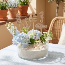 Article Lot de 12 Décorations en Bois à Thème Marin avec Tiges - 6 Motifs Assortis