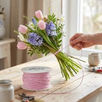 Article Fil métallique décoratif enroulé de papier rose Ø2mm 100m