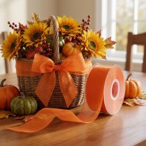 Article Ruban organza orange 40 mm x 50 m avec bords tissés