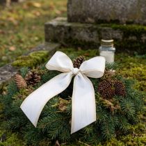 Article Ruban décoratif blanc moiré avec bord doré – Idéal pour compositions florales et décoration