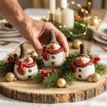 Article Set de 6 petites figurines bonhomme de neige en céramique blanche 6,9 cm
