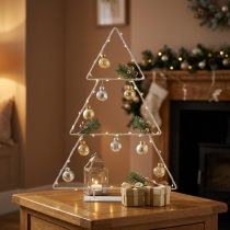 Article Arbre de Noël en métal blanc 41 cm pour décoration intérieure