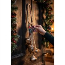 Article Grande décoration cloche de Noël dorée 51 cm avec ruban et sapin artificiel
