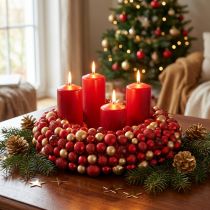 Article Couronne de Noël Boules Rouges et Dorées Ø33 cm