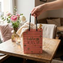 Article Sac cadeau en papier avec cœurs et inscription « Personne favorite » 18×10×23 cm, lot de 2