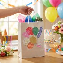 Article Grand sac cadeau en papier "Happy Birthday" avec ballons - 26×14×36 cm - Lot de 2