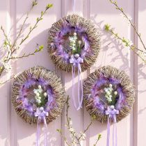 Article Couronne décorative en plumes de faisan violet Ø 30 cm