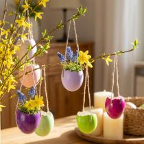 Article Eiers en coquille cassée suspendus en couleurs pastel Ø3,5 cm (lot de 12)