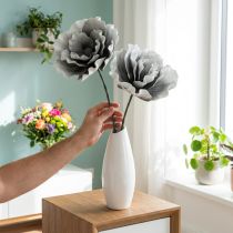 Article Fleurs décoratives en mousse gris clair, 85 cm, lot de 2