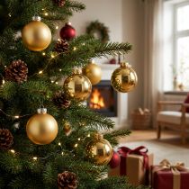 Article Boules de Noël en Verre Ø6cm Tons Dorés Lot de 24