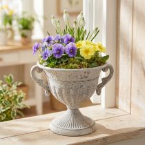 Article Trophée ancien avec anses décoration métal vintage gris blanc H18cm