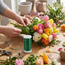 Article Fil décoratif en métal vert pour créations et arrangements floraux – 50 m
